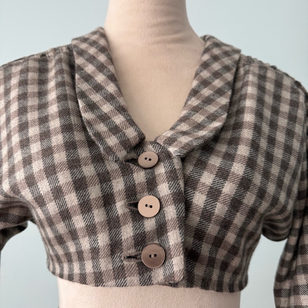 Vintage 2-Piece Brown Gingham Skirt & Crop Top Set | XS - Picture 2 of 13